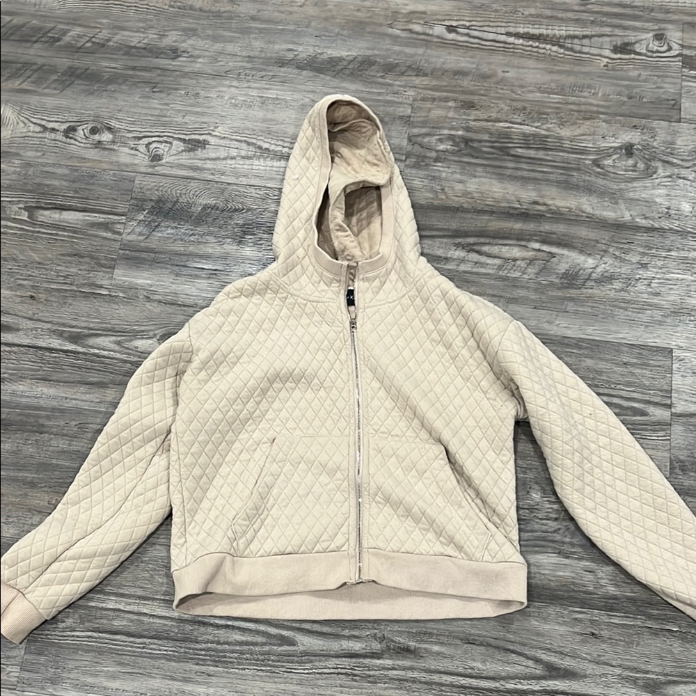 Kendall & Kylie Quilted Tan zip up